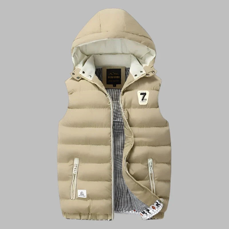 Levoire | Veste Intermédiaire Rembourrée En Gilet Avec Capuche Pour Hommes Khaki