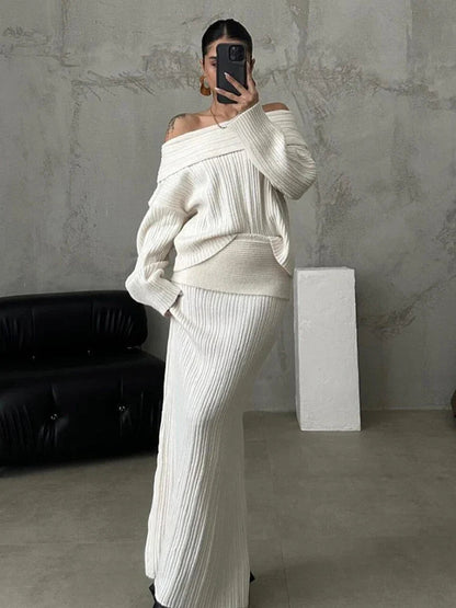 Levoire | Ensemble Deux Pièces Pull Sans Manches Et Jupe Blanc