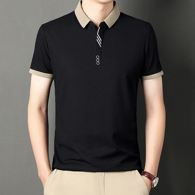 Levoire | Polo Moderne Stylé Pour Hommes Avec Col En V Noir