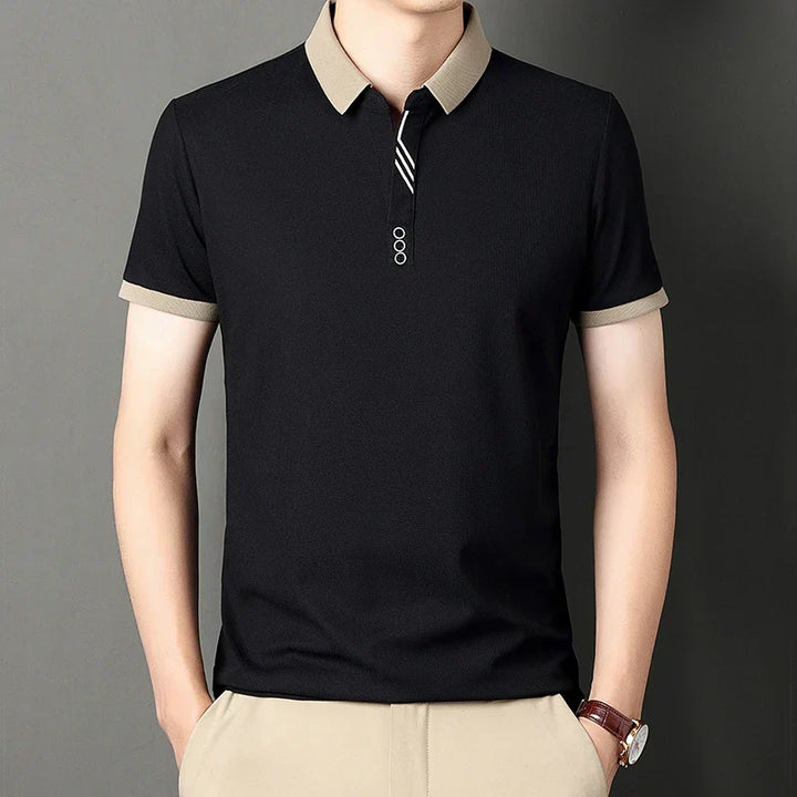 Levoire | Polo Moderne Stylé Pour Hommes Avec Col En V Noir