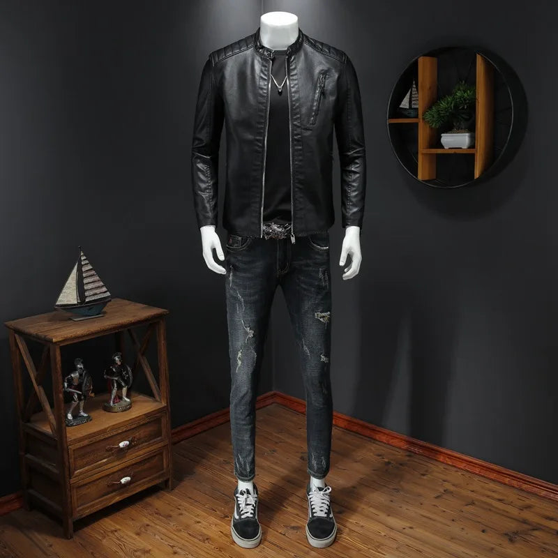 Levoire | Veste En Cuir Courte Élégante Pour Homme