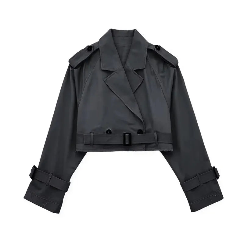 Levoire | Trench-Coat Élégant Avec Bretelles Gris foncé