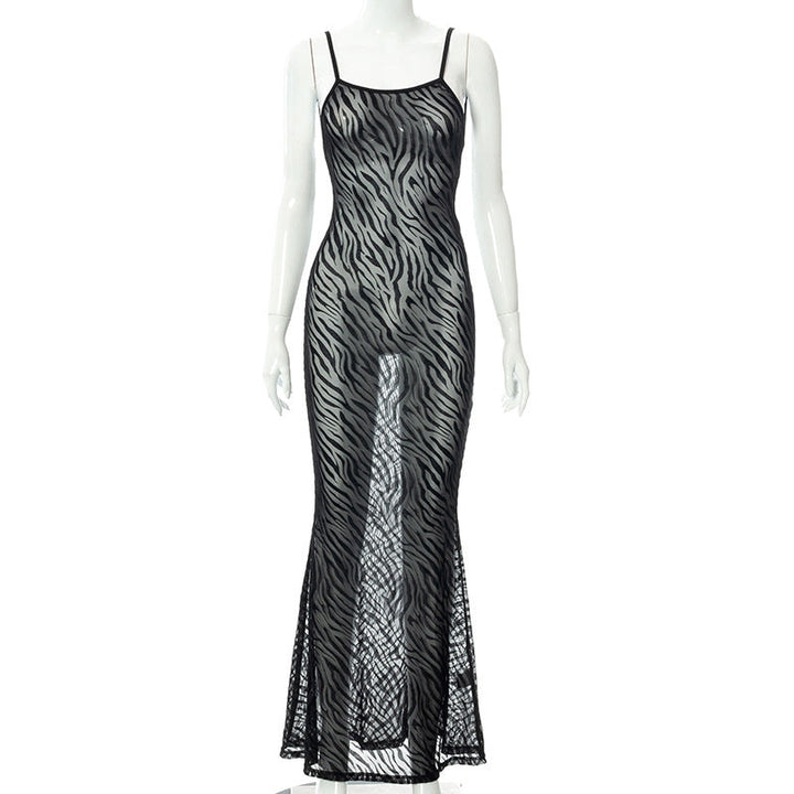 Levoire | Robe Maxi En Maille Zebra