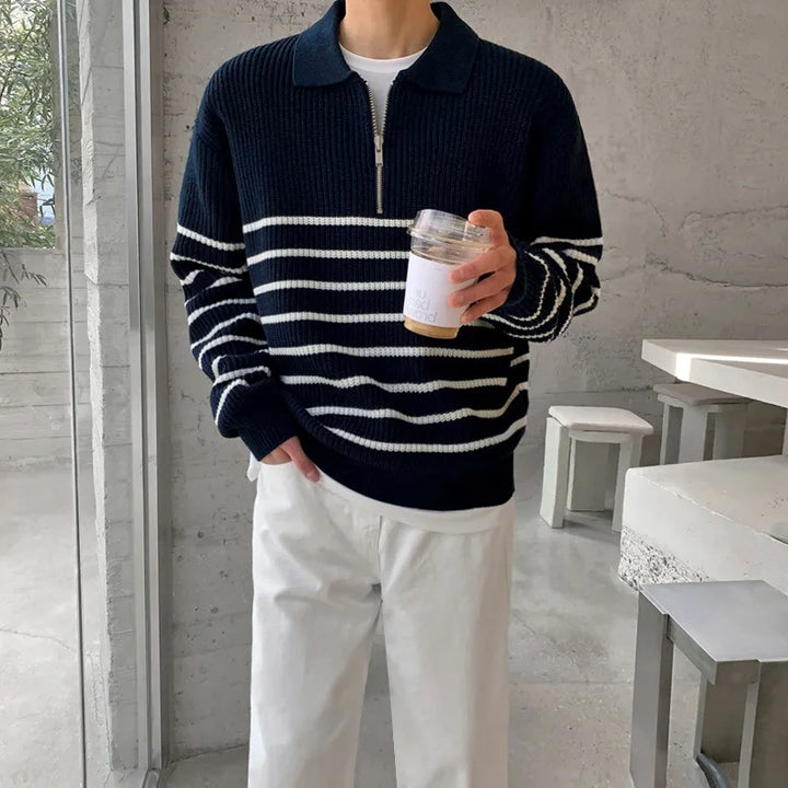 Levoire | Pull À Manches Longues Rayé Moderne Pour Hommes Roi bleu