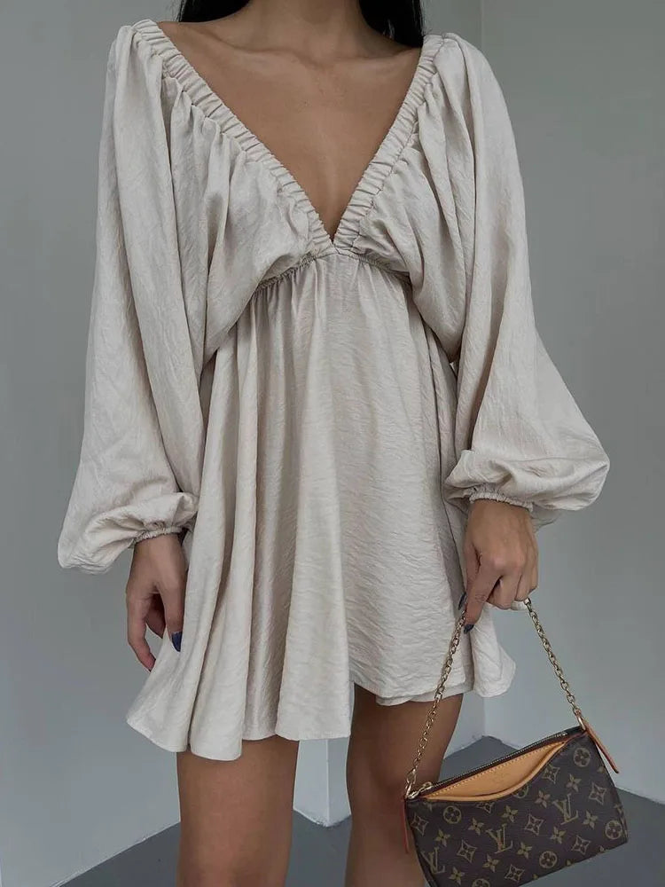 Levoire | Été Robe À Manches Longues Beige
