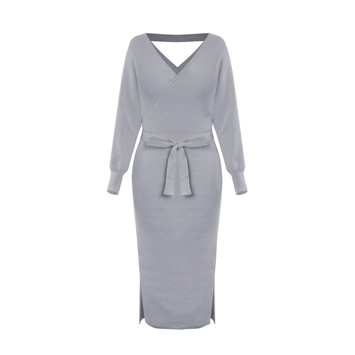 Levoire | Robe Tricotée Col V Slim Gris