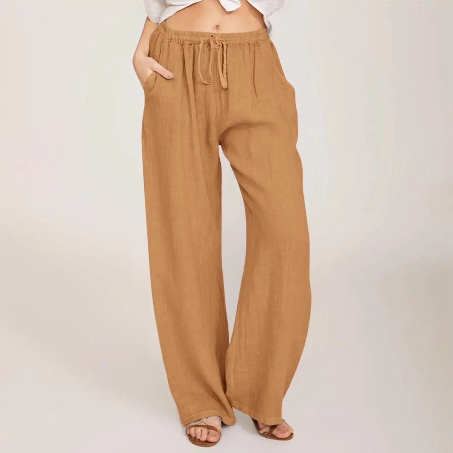 Levoire | Pantalon En Coton Et Lin Respirant Pour Femmes Orange