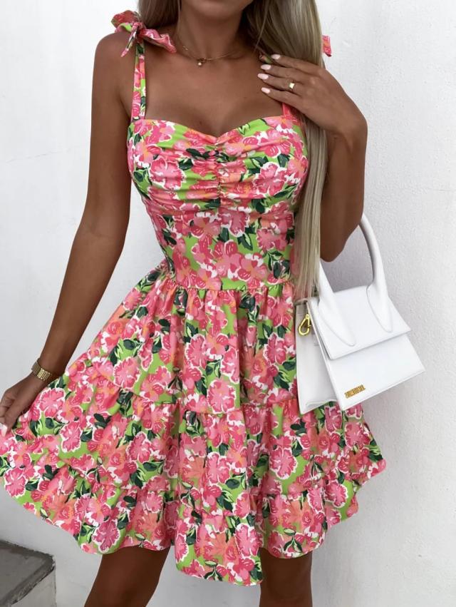 Levoire | Robe Mini Evasee Elegance Ludique Robes Femmes Rose