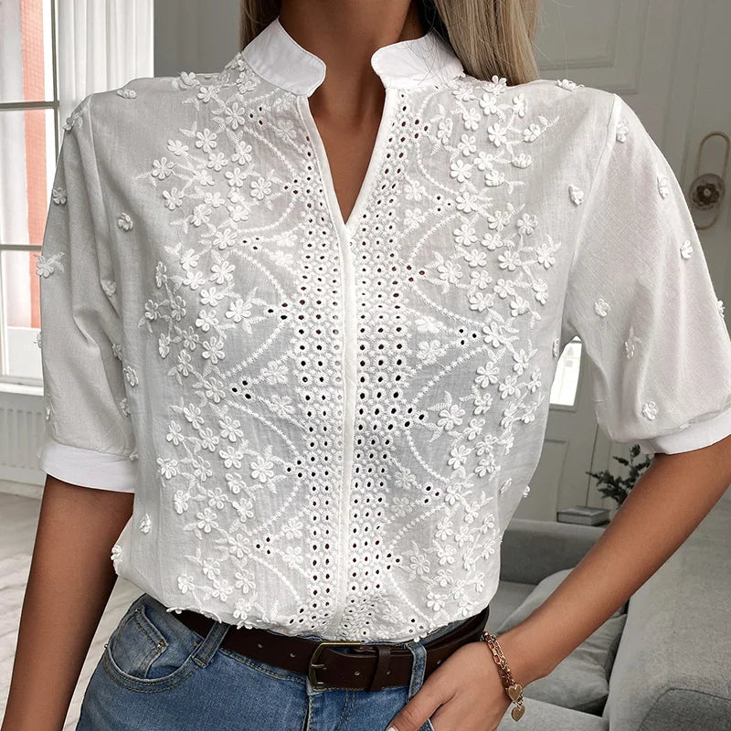 Levoire | Élégante Chemise Brodée Blanc