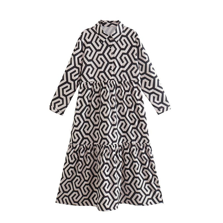 Levoire | Robe Chemise Imprimée A-Ligne Soirée Noir