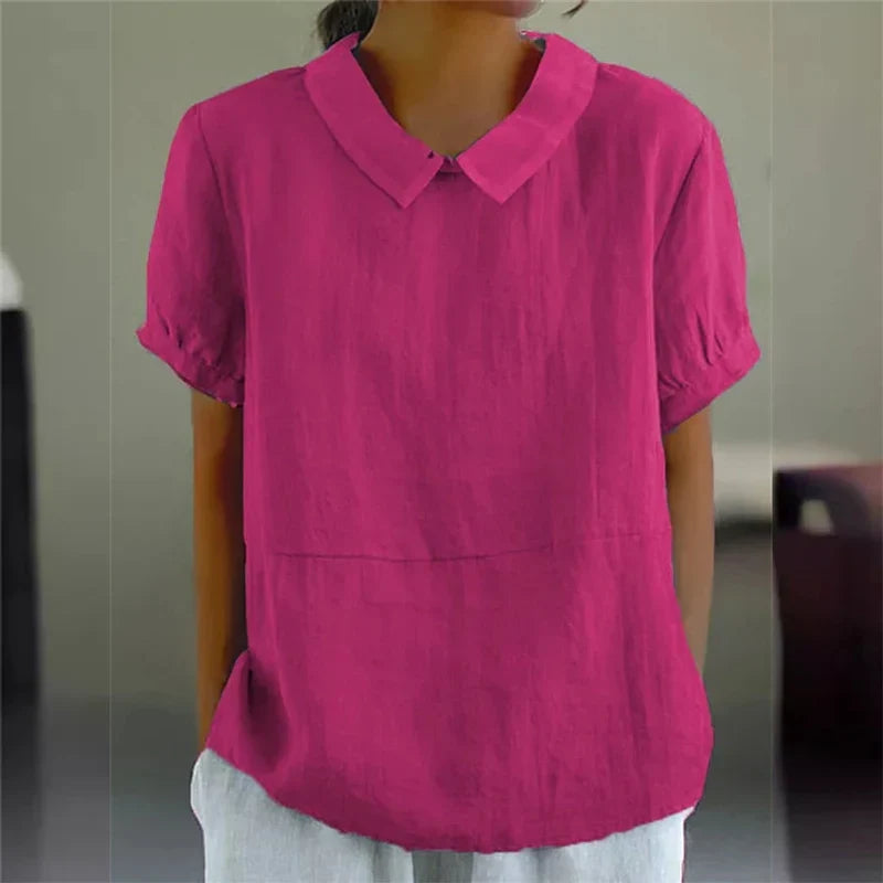 Levoire | Chemise En Coton Lin Confortable Avec Col Peter Pan