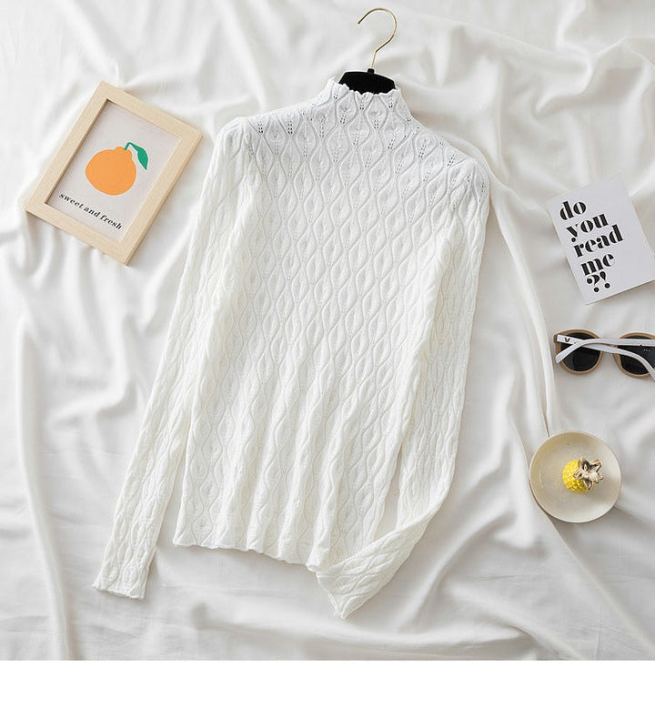 Levoire | Pull En Maille À Col Roulé Élégant Blanc Une taille