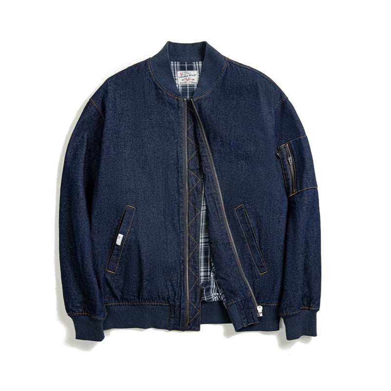 Levoire | Veste Bomber En Denim Vintage Avec Des Détails Élégants Bleu