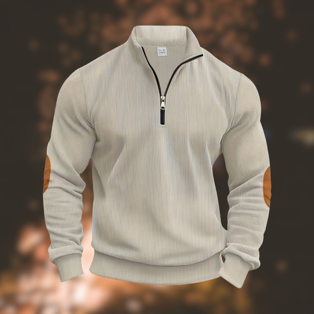 Levoire | Pull zippé mi-long à manches longues loose Beige