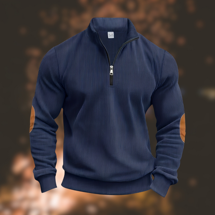 Levoire | Pull zippé mi-long à manches longues loose Bleu foncé
