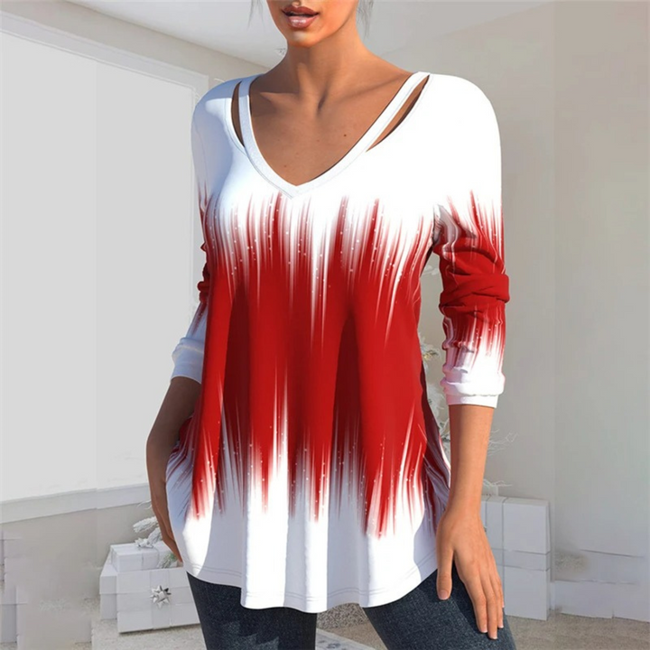 Levoire | Imprimé Creux Chemise Rouge Femme À Manches Longues Rouge-blanc