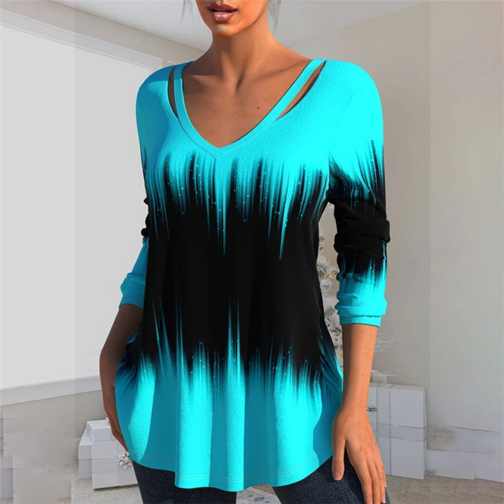 Levoire | Imprimé Creux Chemise Rouge Femme À Manches Longues Bleu-noir