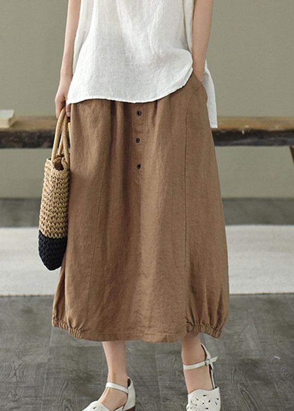 Levoire | Mulberry Retro Patches Été Lin Jupe Beige