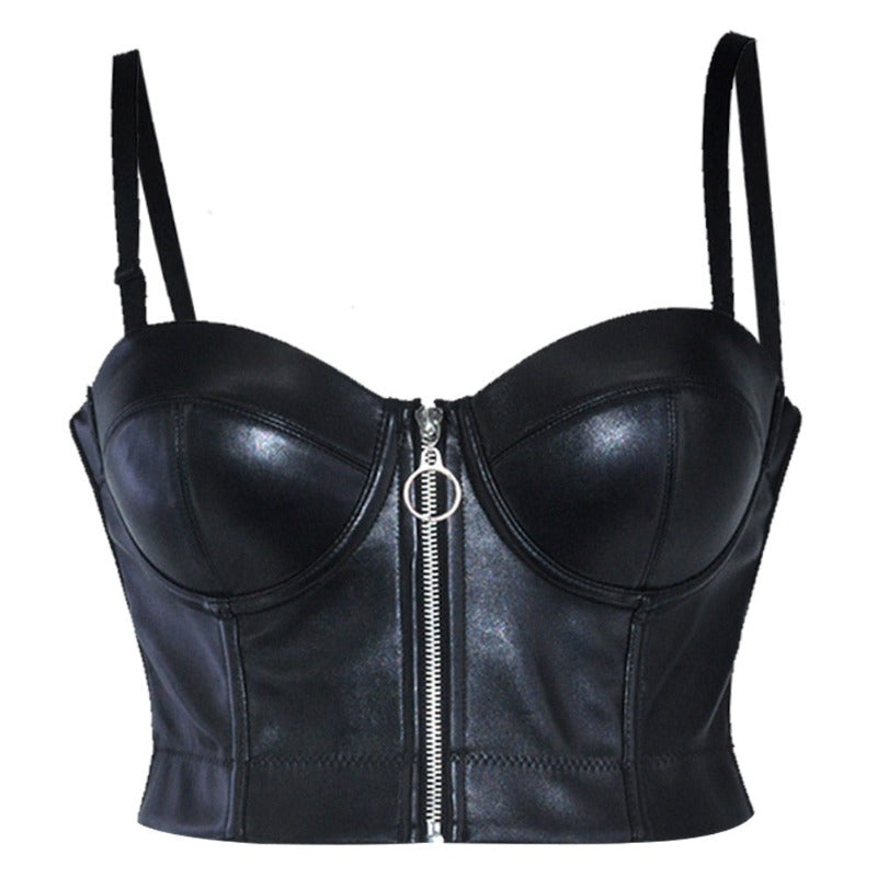 Levoire | Corset En Cuir Forme De Top Noir