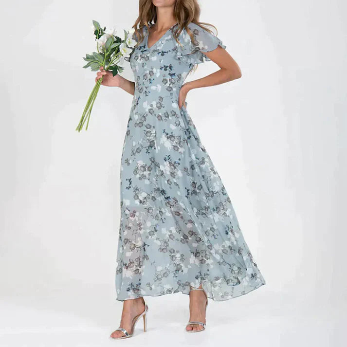 Levoire | Élégante Robe À Fleurs Bleu ciel