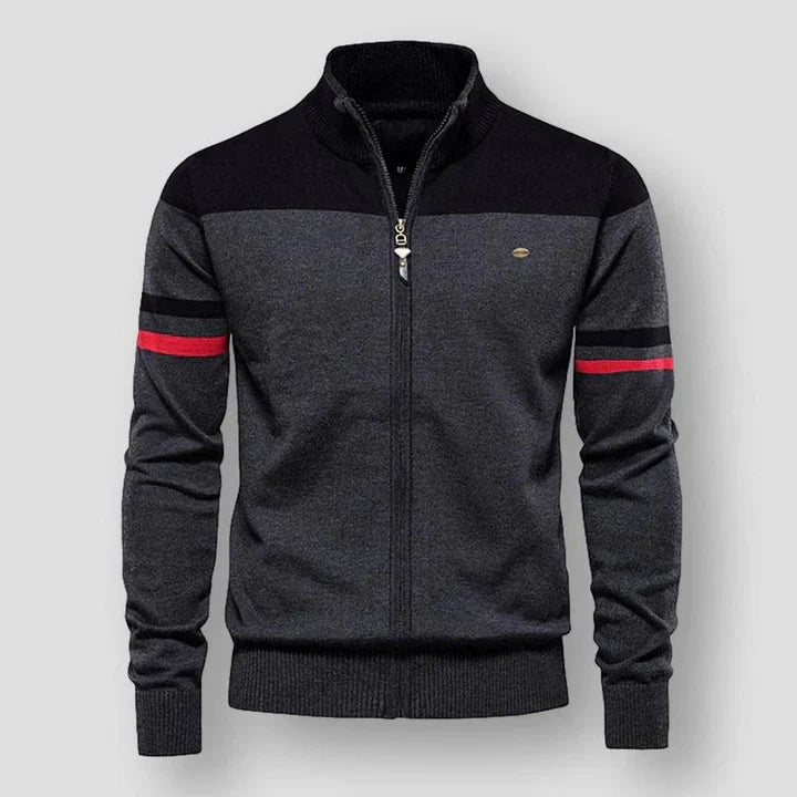 Levoire | Veste Rayée Rétro Tricotée Noir