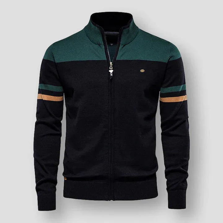 Levoire | Veste Rayée Rétro Tricotée Vert