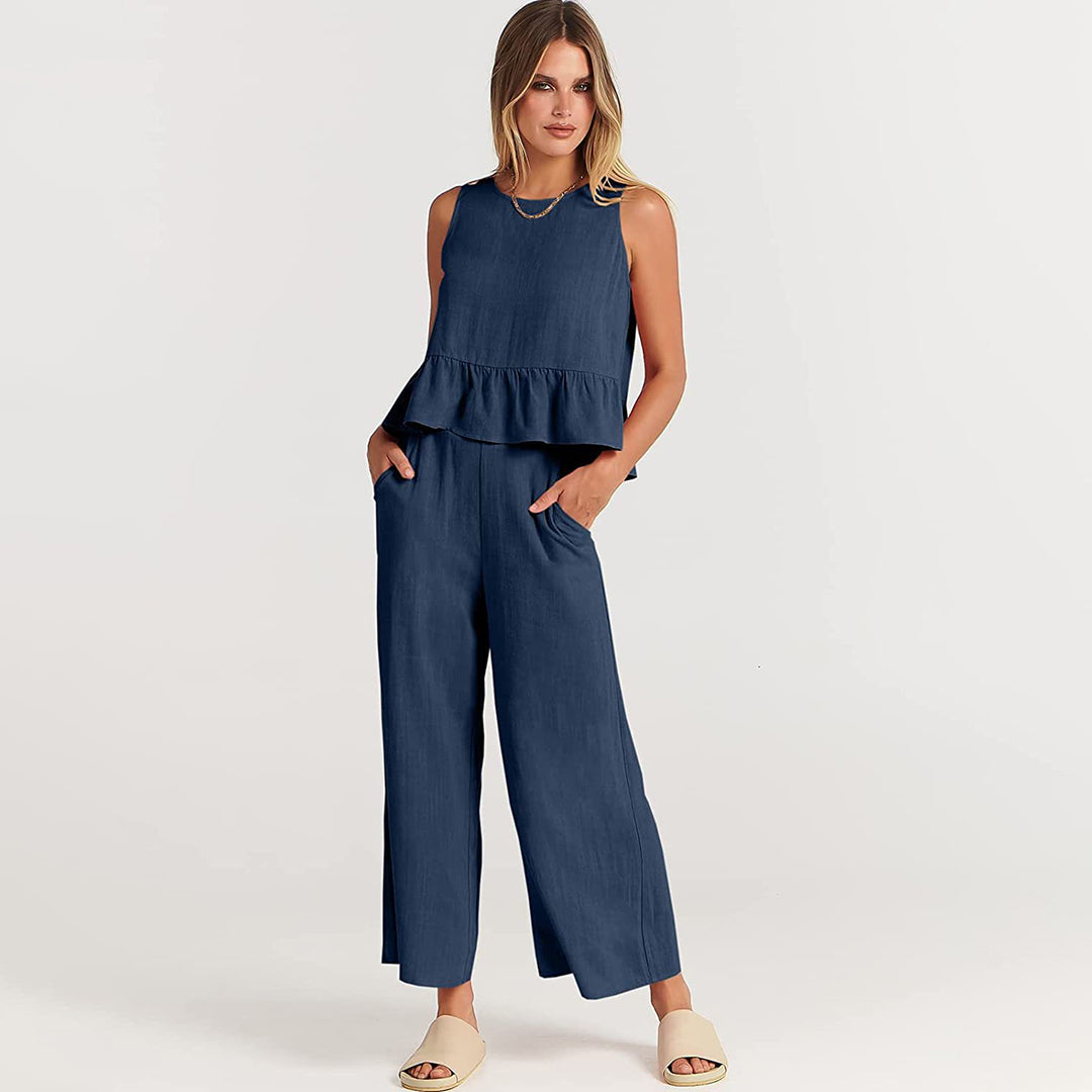 Levoire | Ensemble Deux Pièces Accessoire Sans Manches Pour L'Été Bleu