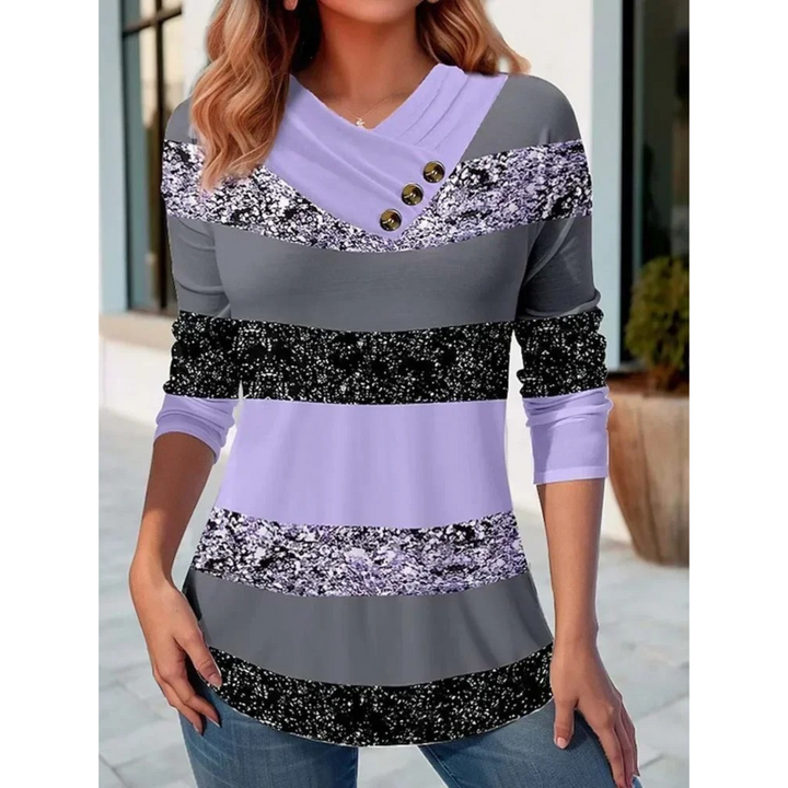 Levoire | Doublé Brillant Avec Bouton Chemise Femme À Manches Longues Lilas
