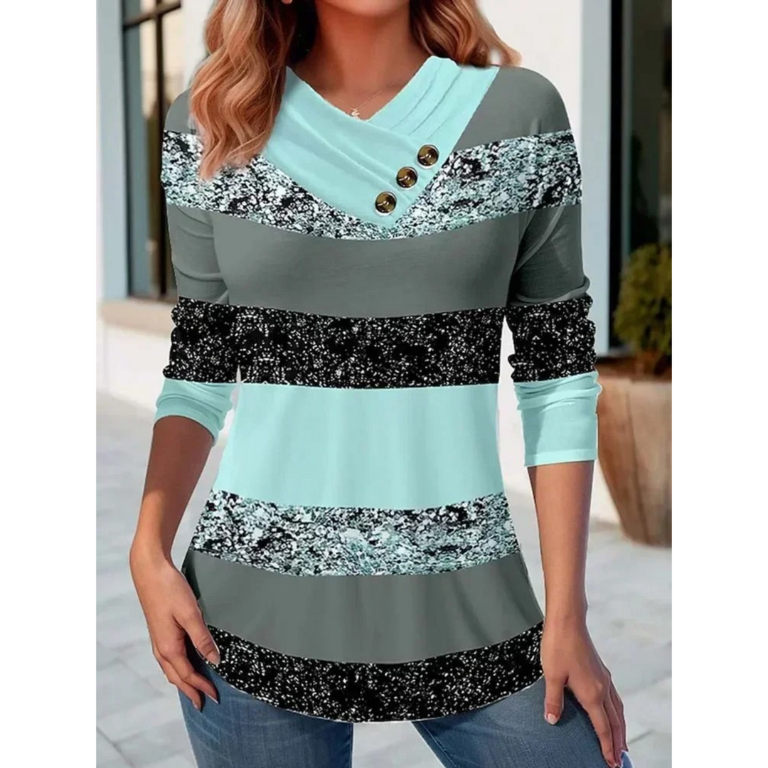 Levoire | Doublé Brillant Avec Bouton Chemise Femme À Manches Longues Bleu