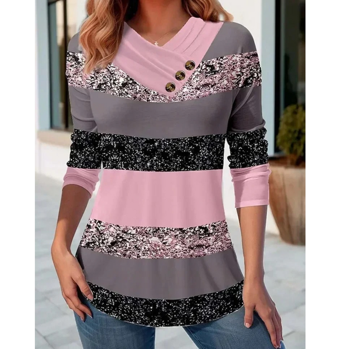 Levoire | Doublé Brillant Avec Bouton Chemise Femme À Manches Longues Rosa