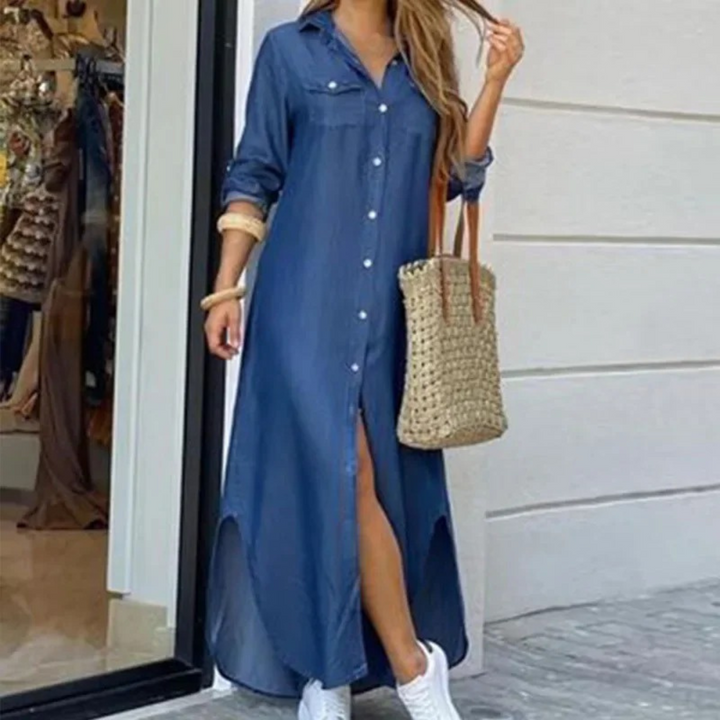 Levoire | Robe Blouse Avec Motif Floral Et Col Portefeuille Bleu