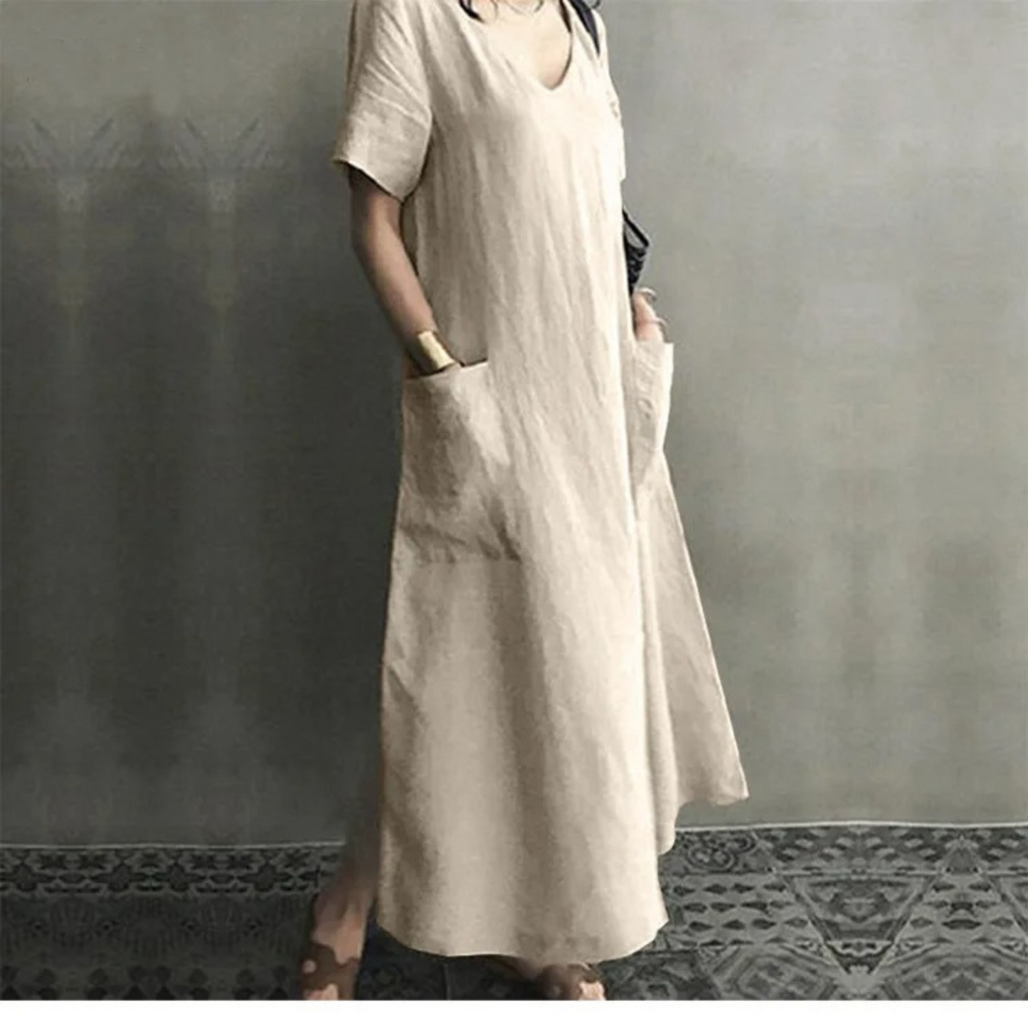 Levoire | Robe En Lin Confortable Avec Décolleté En V