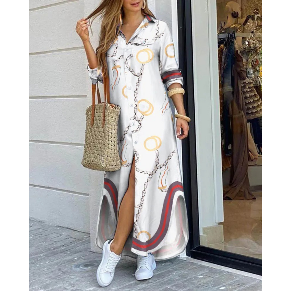 Levoire | Robe Chemise Légère Avec Imprimé Blanc-rouge