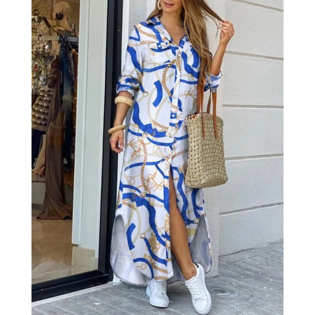 Levoire | Robe Chemise Légère Avec Imprimé Blanc-bleu