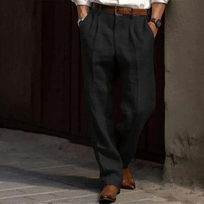 Levoire | Pantalon Plissé À Coupe Décontractée Léger Pour Homme Noir