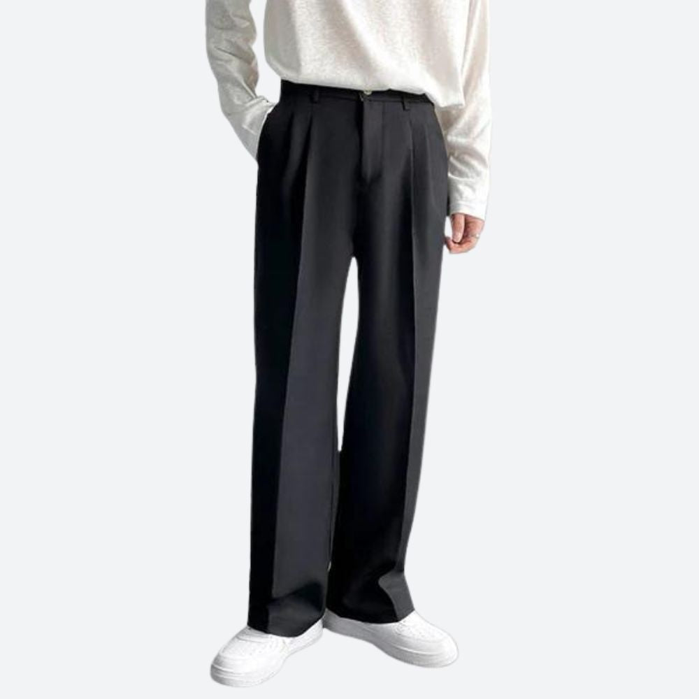 Levoire | Pantalon Large Taille Haute Plissé Femme Noir