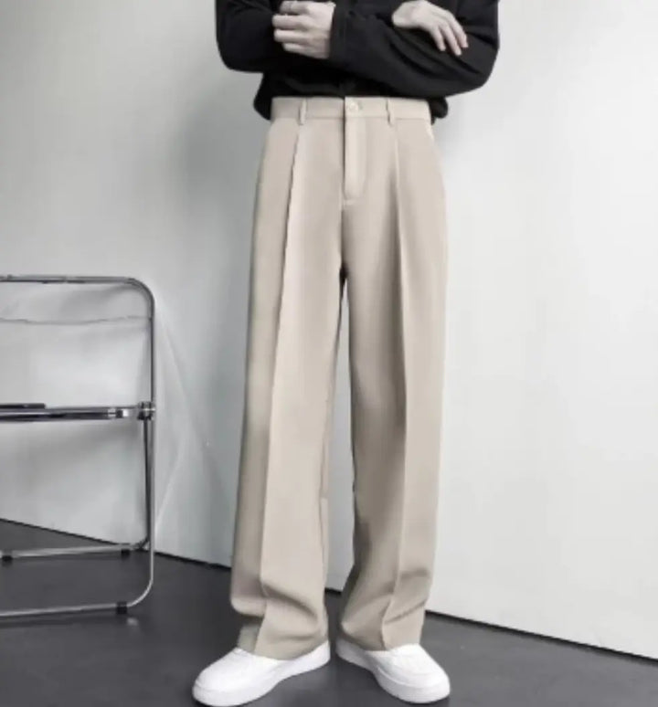 Levoire | Pantalon Large Taille Haute Plissé Femme Beige