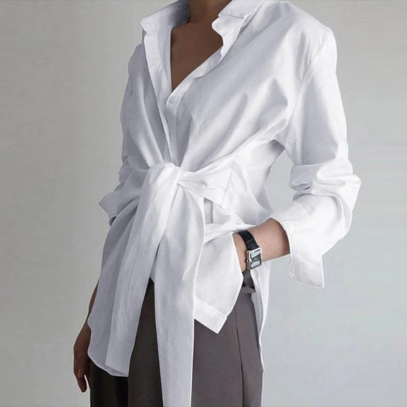 Levoire | Long Shirt With Wide Sleeves And Closure Blanc