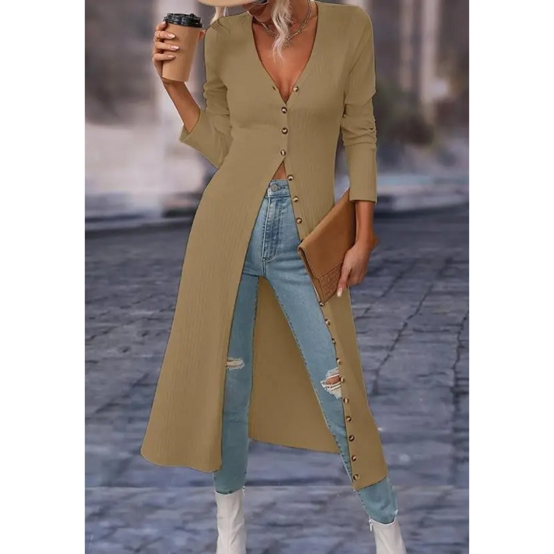 Levoire | Veste D'Été Slim Fit Avec Bouton Et Encolure En V Braun