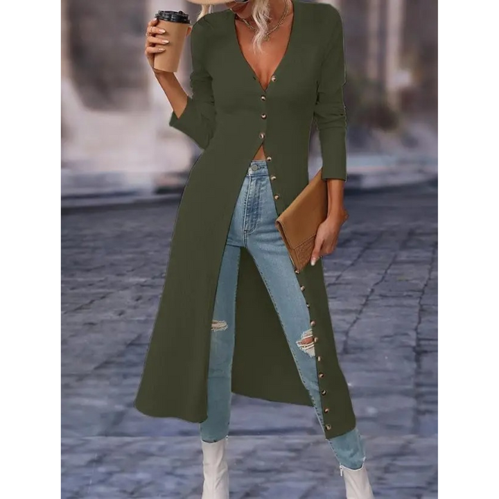 Levoire | Veste D'Été Slim Fit Avec Bouton Et Encolure En V Vert