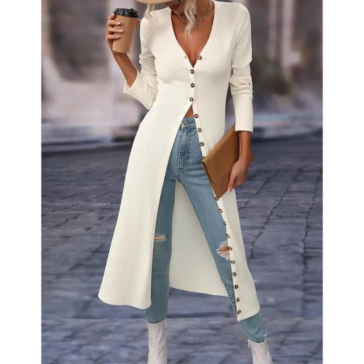 Levoire | Veste D'Été Slim Fit Avec Bouton Et Encolure En V Blanc