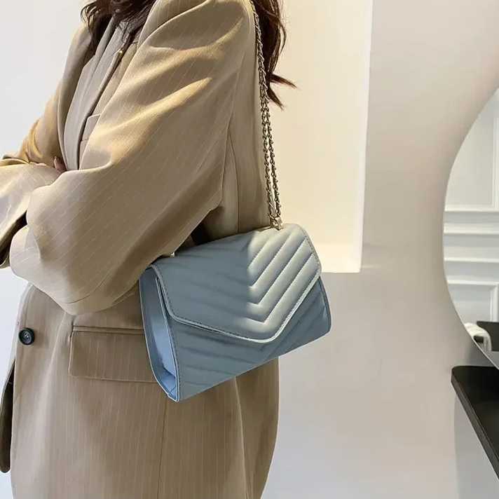 Levoire | Sac À Épaule Moderne Avec Bandoulière En Chaîne Bleu 20*13*9CM