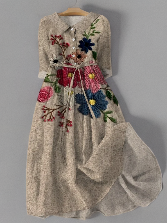 Levoire | Robe Vintage Avec Dentelle Botanique Et Poches