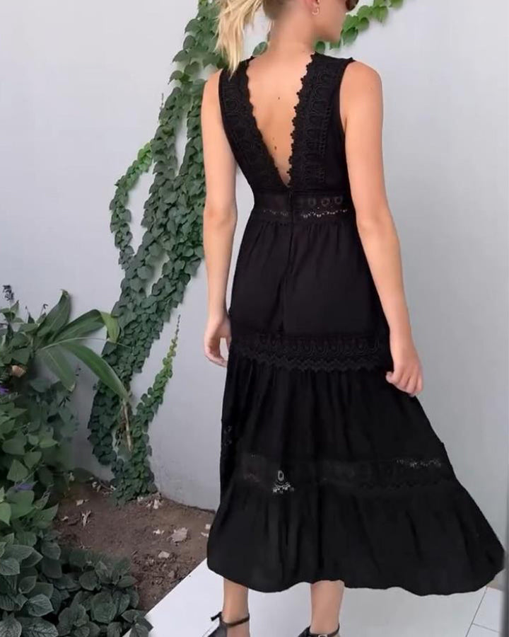Levoire | Robe Midi Sans Manches En Dentelle Pour Femmes