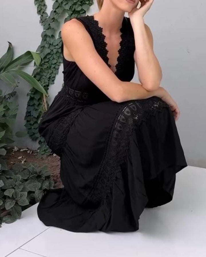 Levoire | Robe Midi Sans Manches En Dentelle Pour Femmes