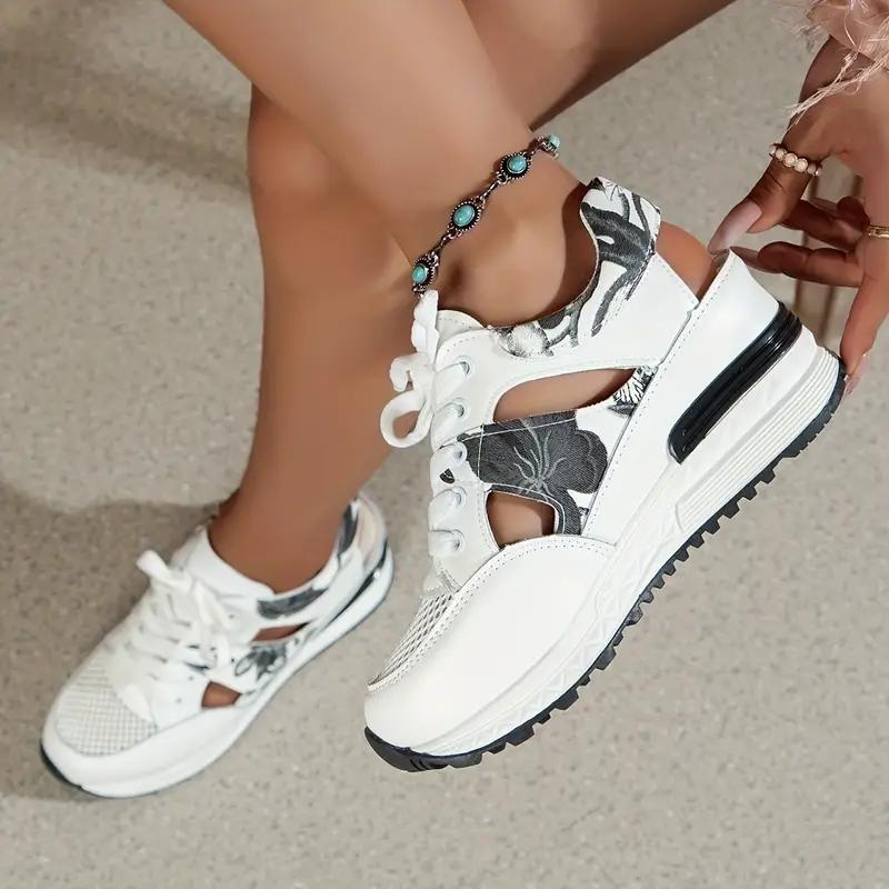 Levoire | Chaussures À Lacets À Talons Compensés Découpés Chaussures D'Été