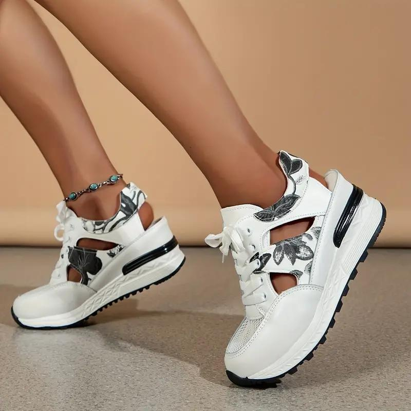 Levoire | Chaussures À Lacets À Talons Compensés Découpés Chaussures D'Été