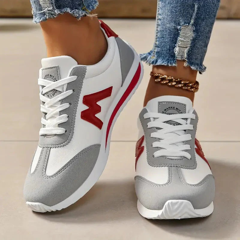 Levoire | Lacets Baskets Plates Femme Chaussures De Randonnée Rouge