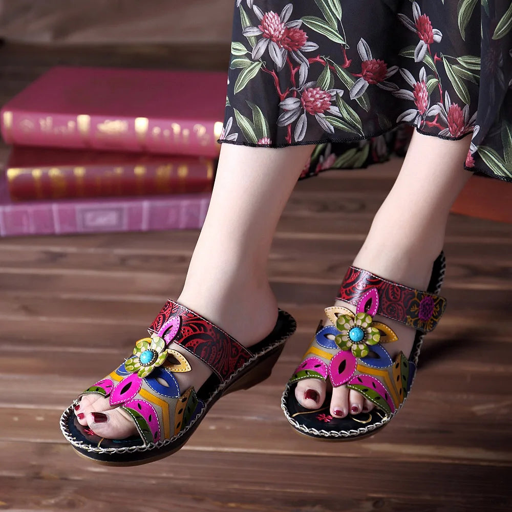 Levoire | Sandales orthopédiques antidérapantes böömiläiset à motif floral