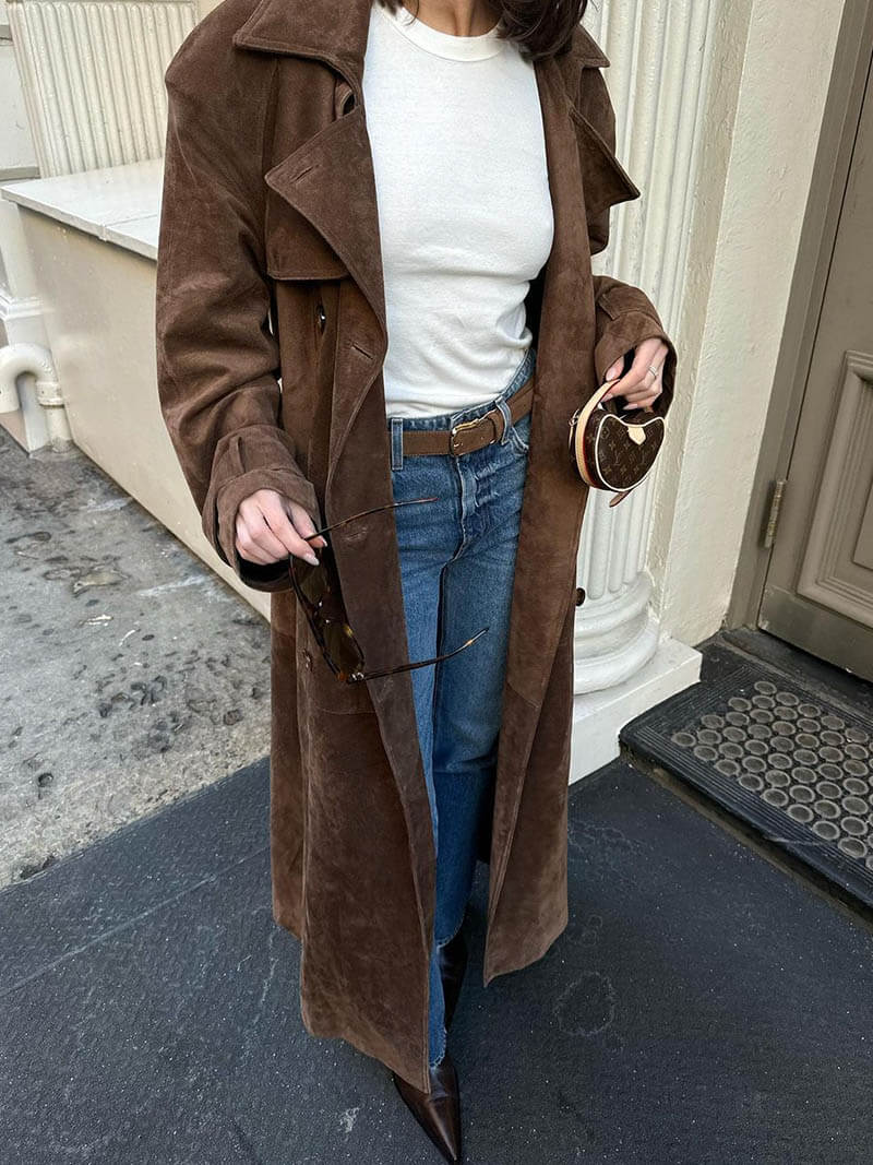 Levoire | Manteau Trench En Daim Synthétique Braun